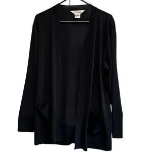 Exclusively Misook Black Open Front Cardigan Black Quiet‎ Luxury Career Office M